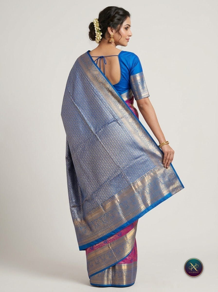 Orchid Azure Pure Meenakari Pattu Saree