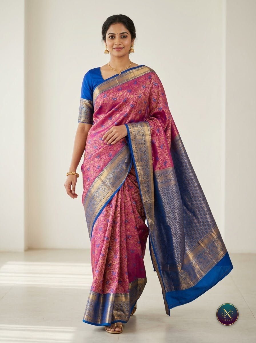 Orchid Azure Pure Meenakari Pattu Saree