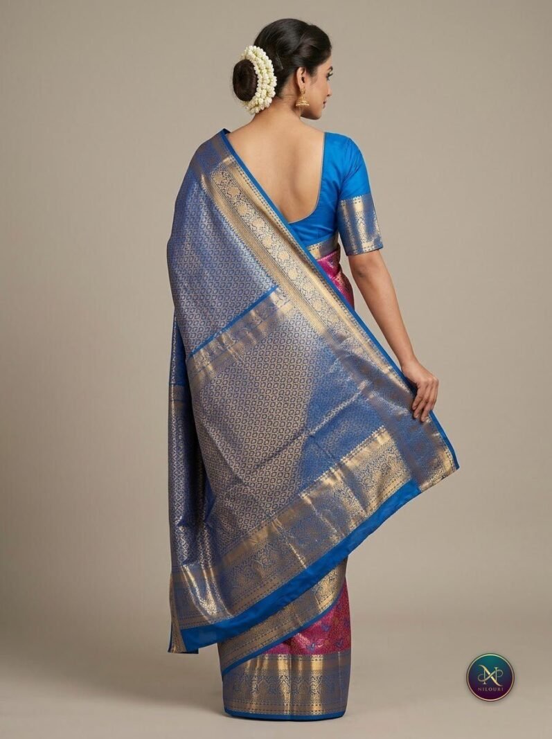 Orchid Azure Pure Meenakari Pattu Saree