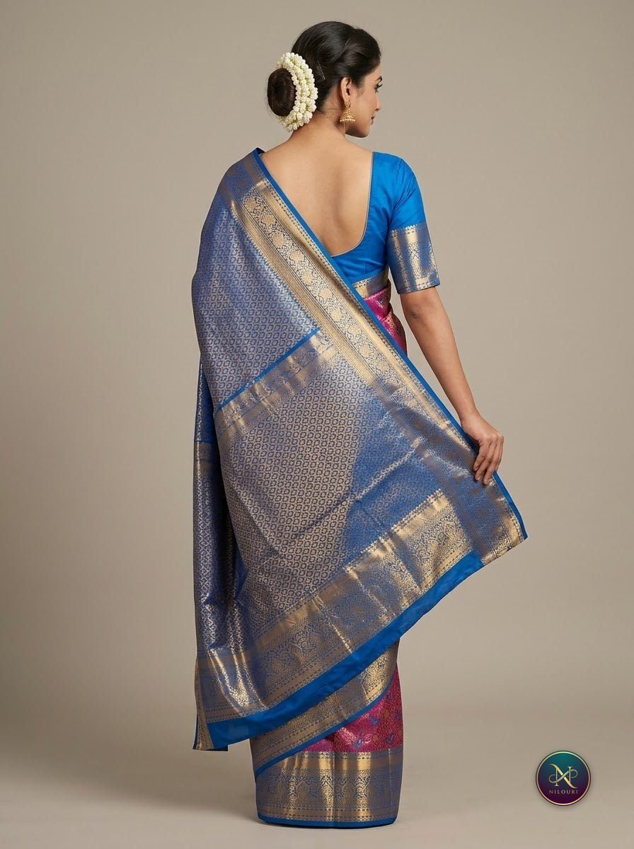 Orchid Azure Pure Meenakari Pattu Saree
