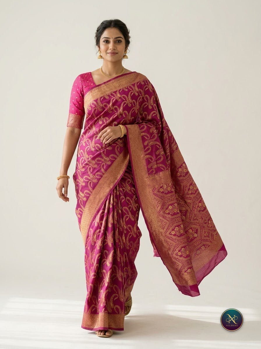Orchid Fuchsia Banarasi Fancy Saree