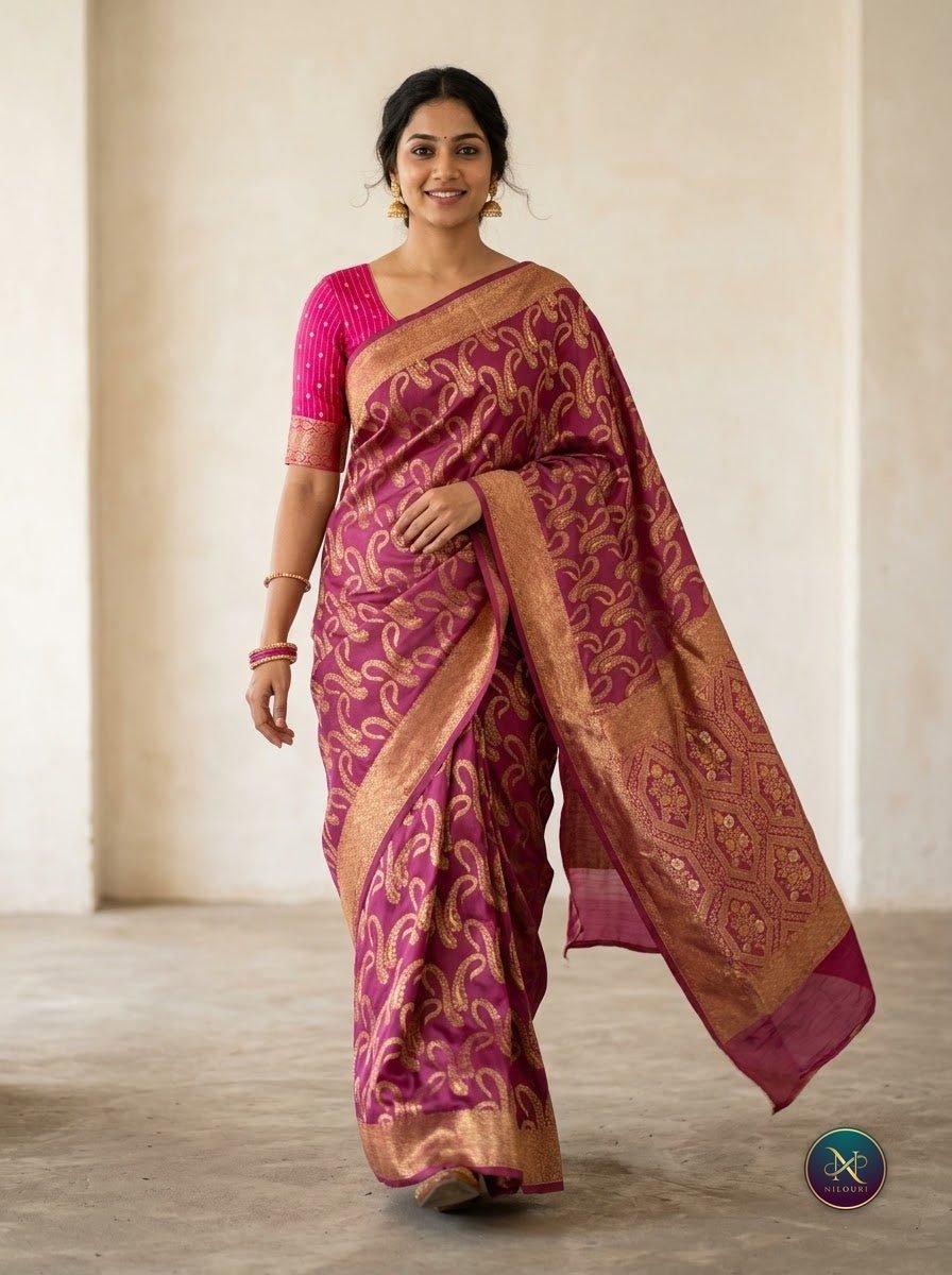 Orchid Fuchsia Banarasi Fancy Saree