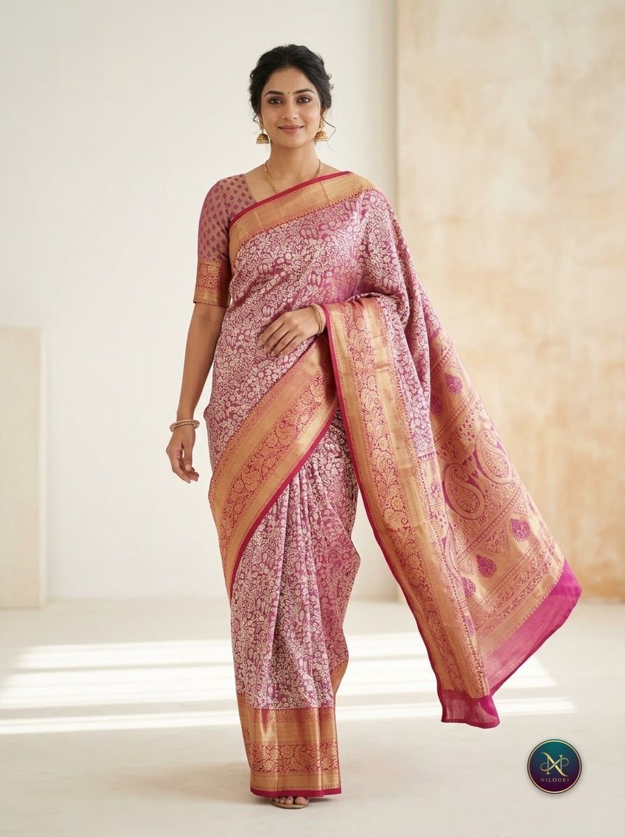 Orchid Magenta Pure Self Tissue Saree