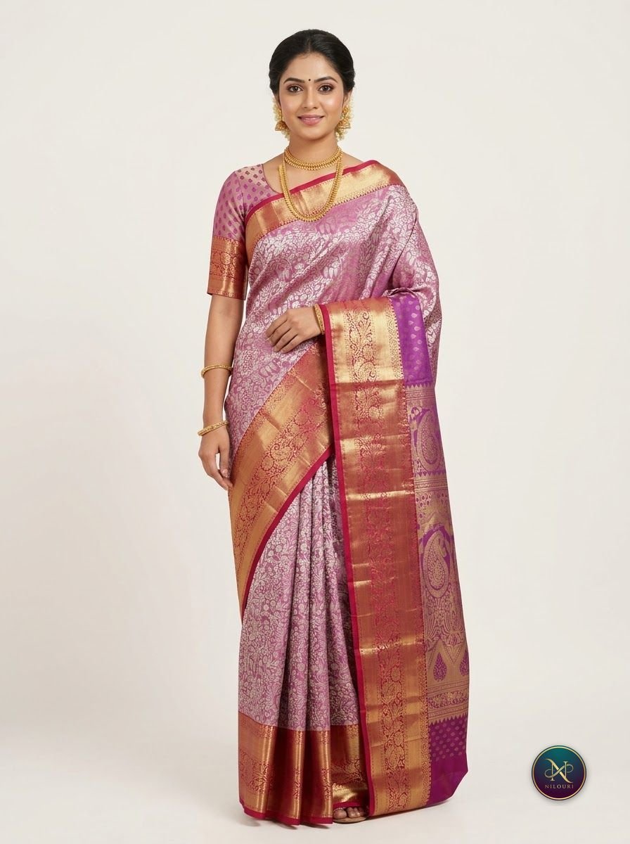 Orchid Magenta Pure Self Tissue Saree