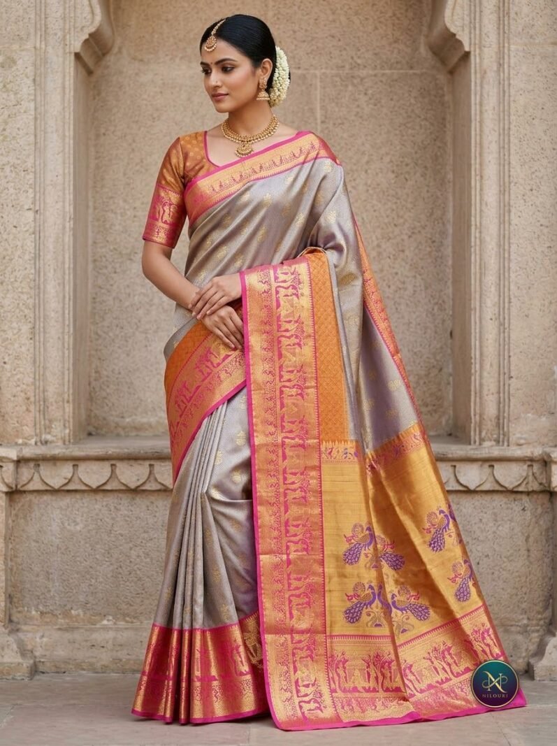 Pearl Pink Pattu Silk Saree