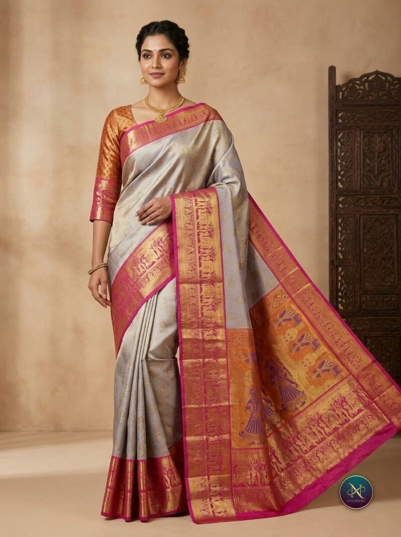 Pearl Pink Pattu Silk Saree