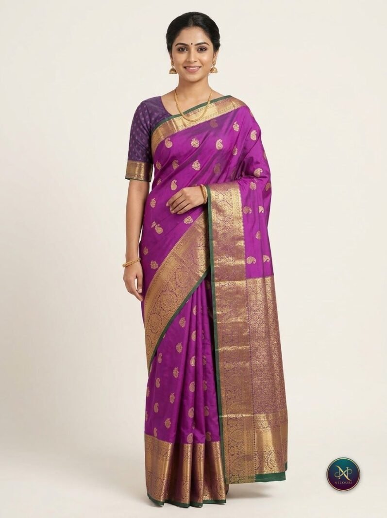 Purple Gold Lightweight Vintage Pattu Saree