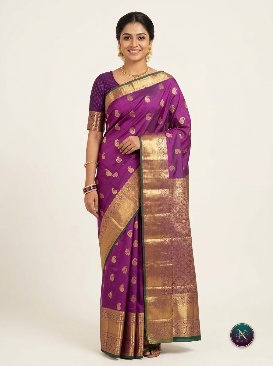 Purple Gold Lightweight Vintage Pattu Saree