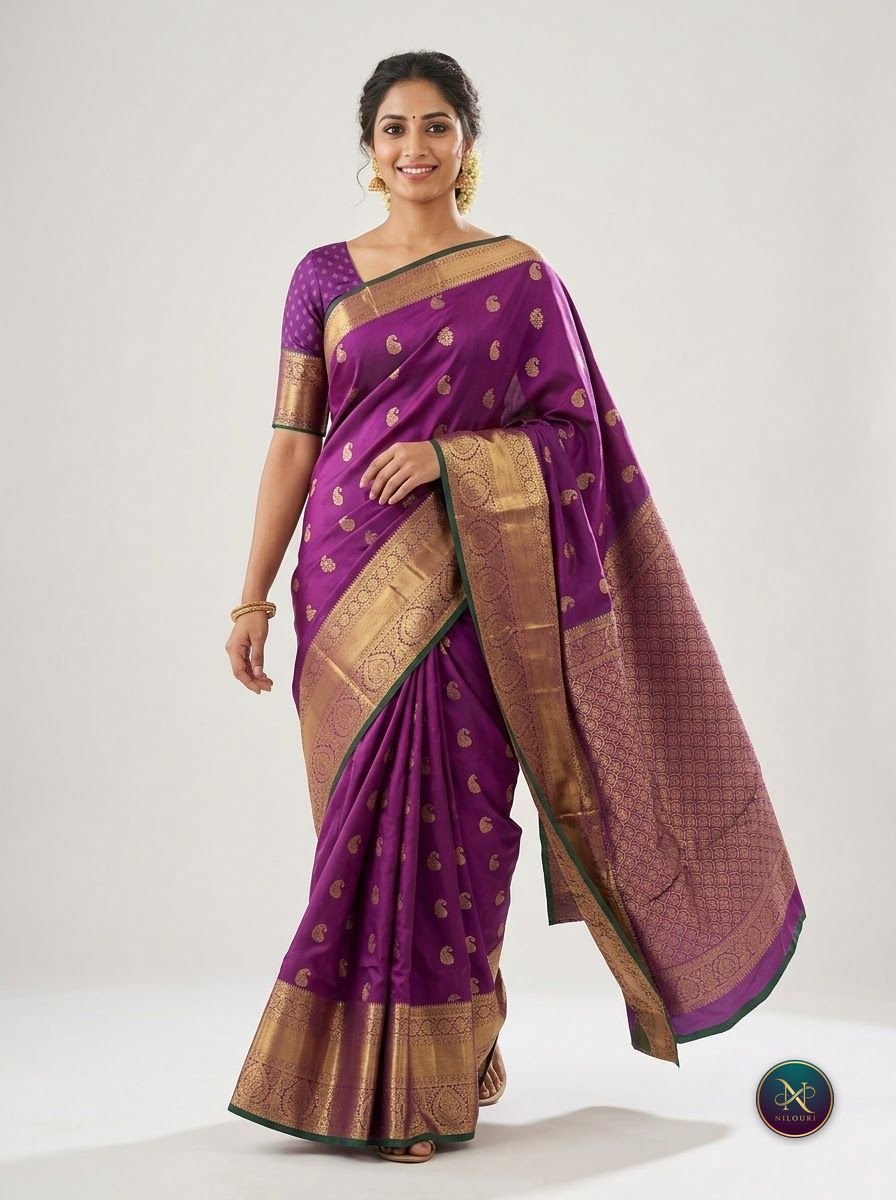 Purple Gold Lightweight Vintage Pattu Saree