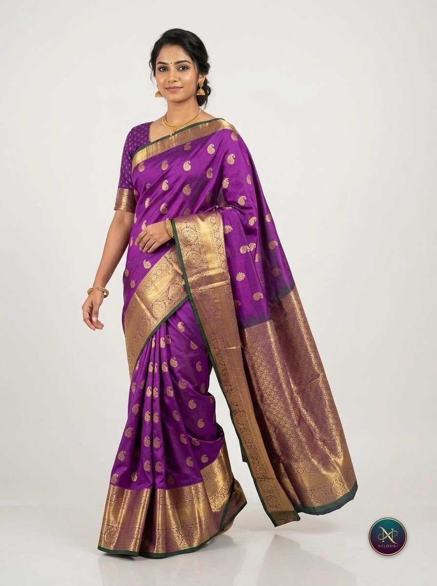 Purple Gold Lightweight Vintage Pattu Saree