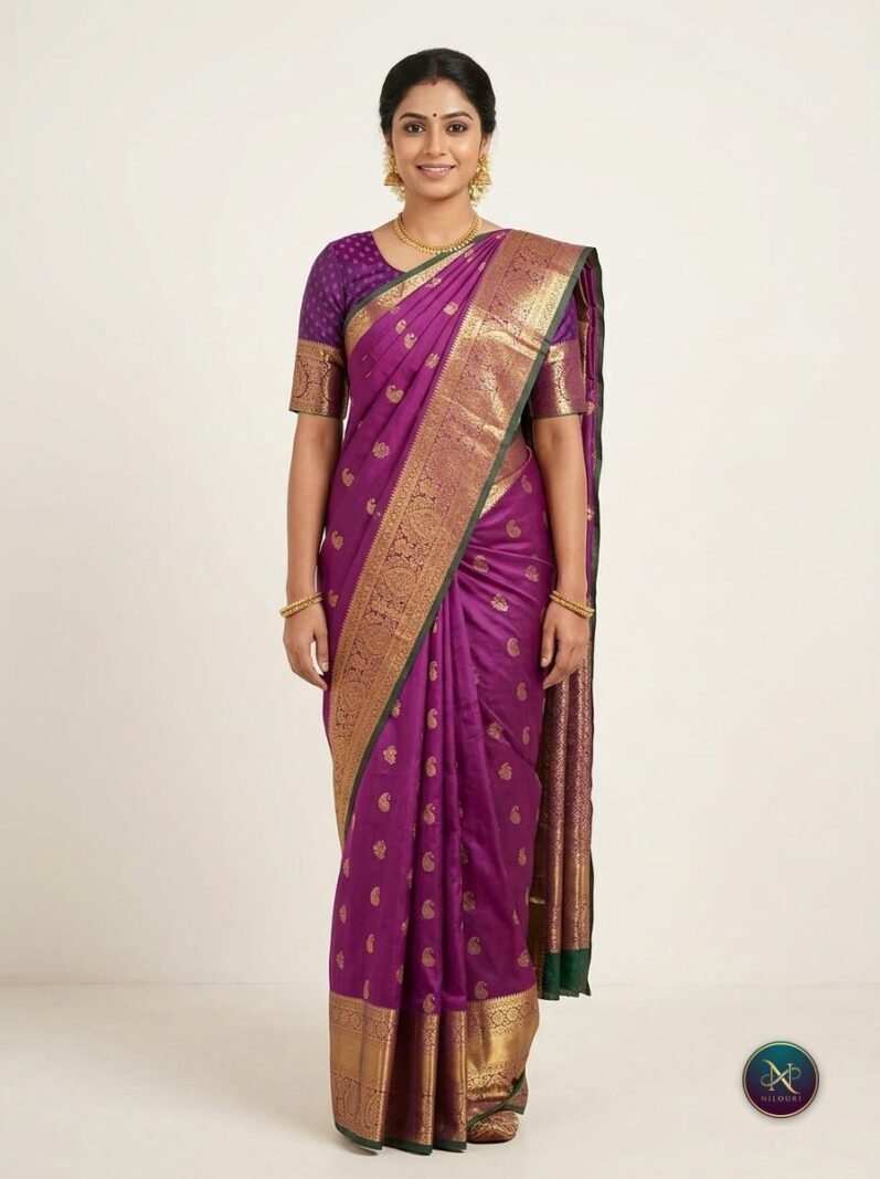 Purple Gold Lightweight Vintage Pattu Saree