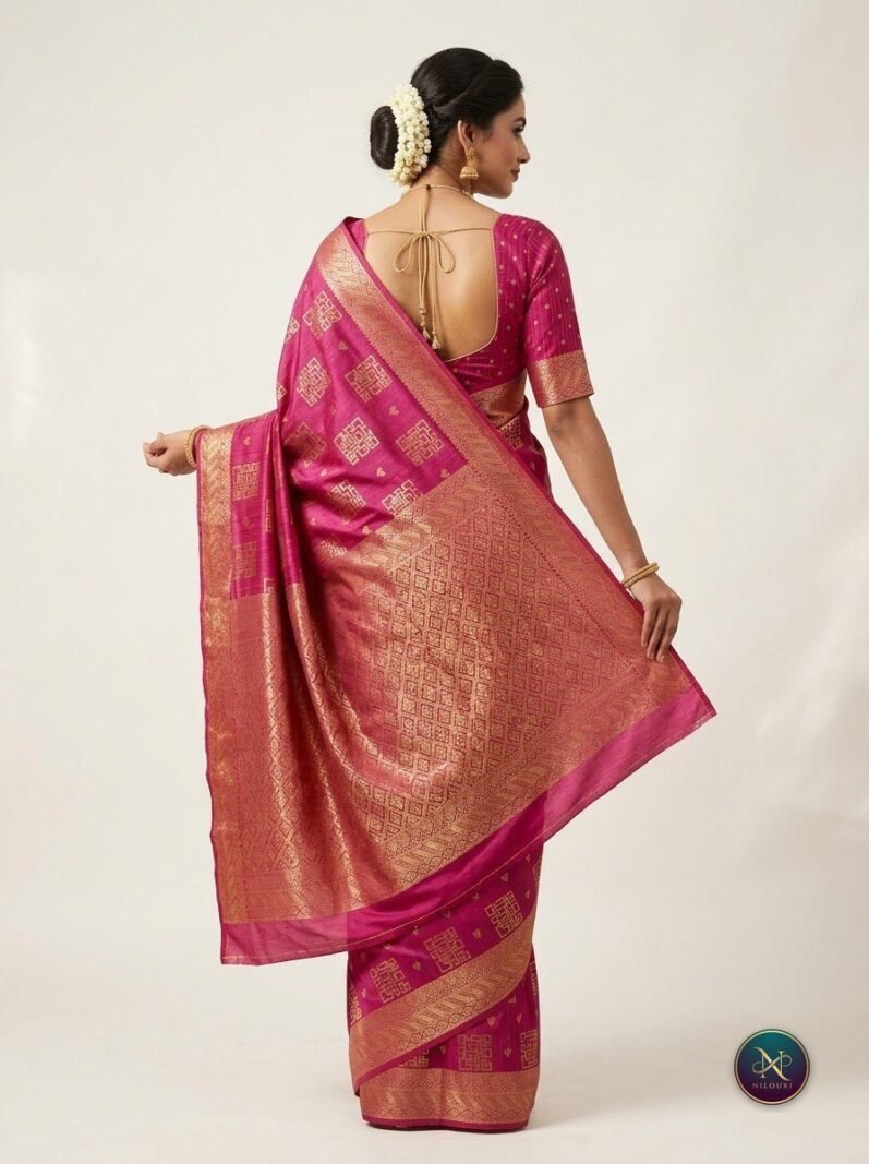Rani Azure Pure Kanchi Pattu Saree