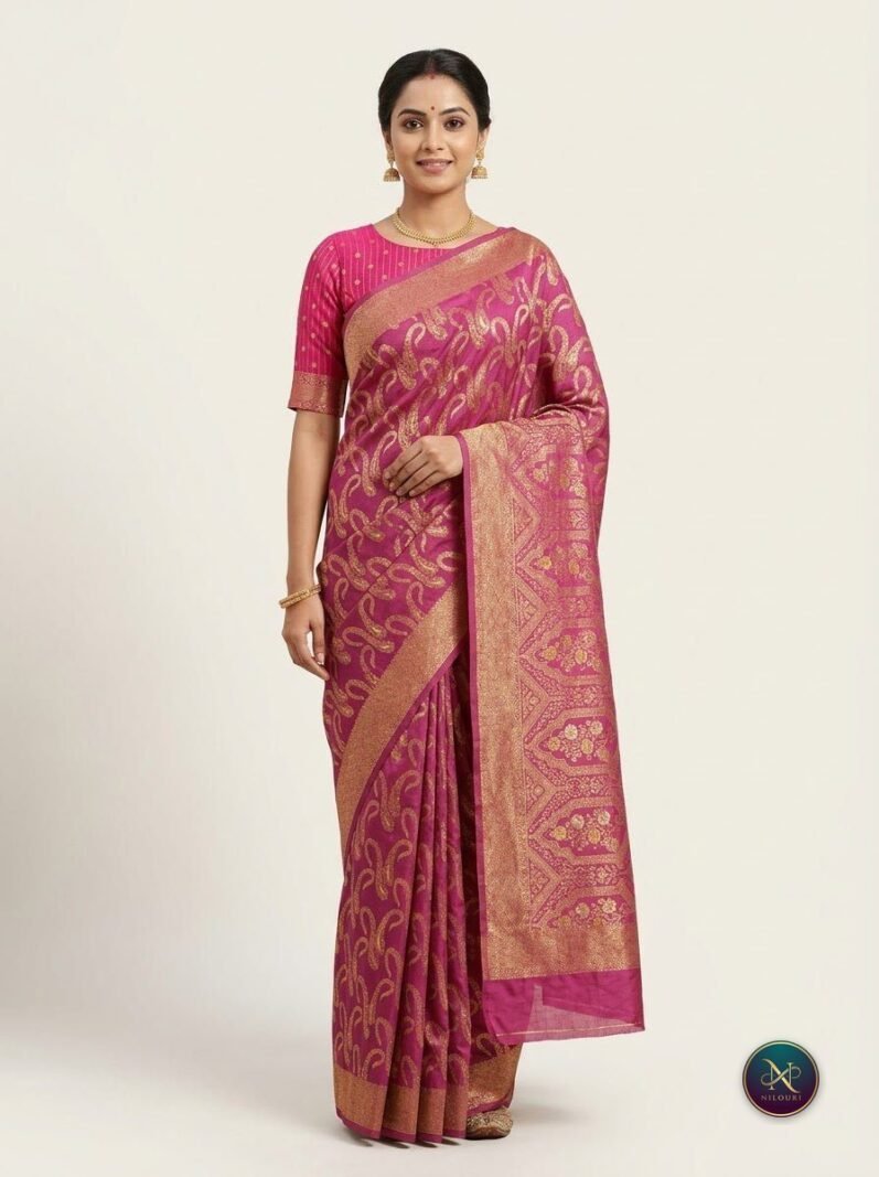 Raspberry Charcoal Banarasi Fancy Saree