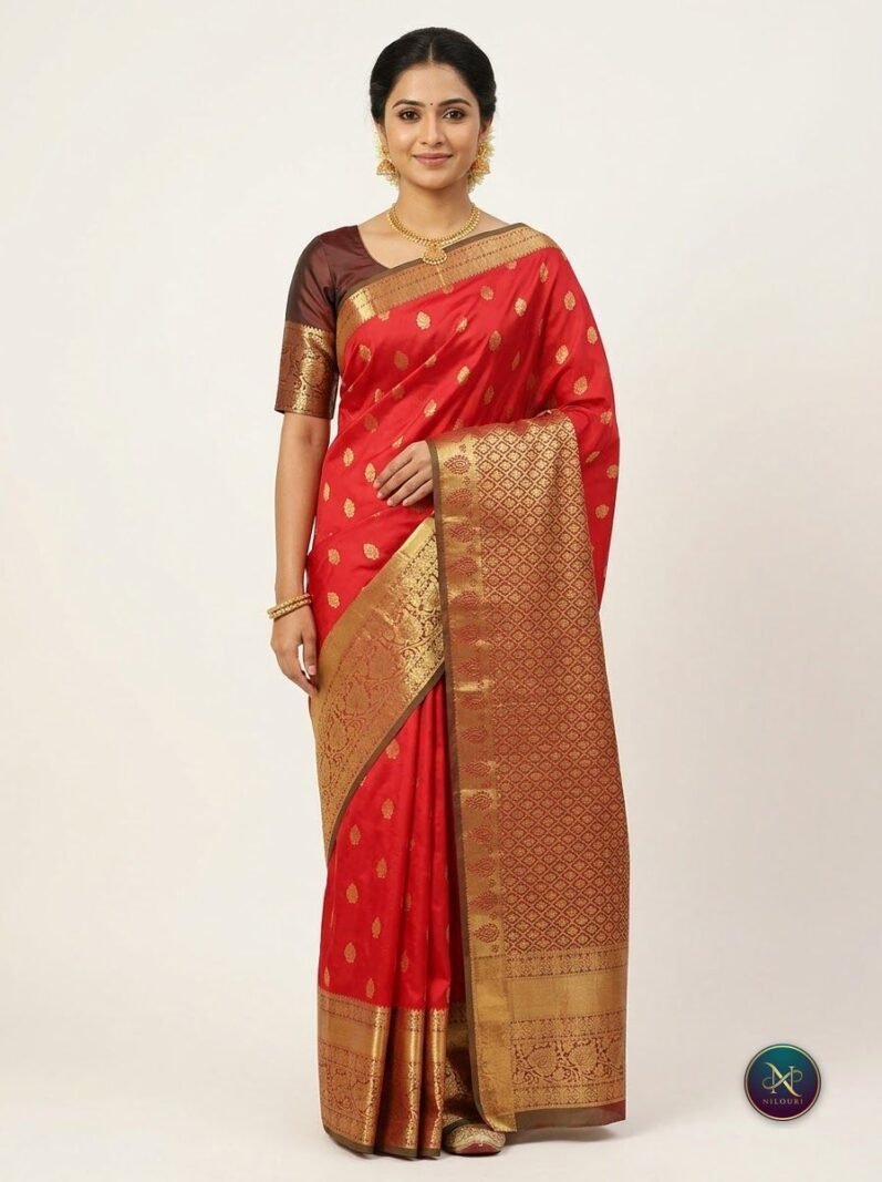 Red Gold Lightweight Vintage Pattu Saree