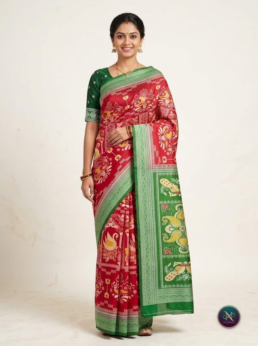 Red Green Fancy Saree