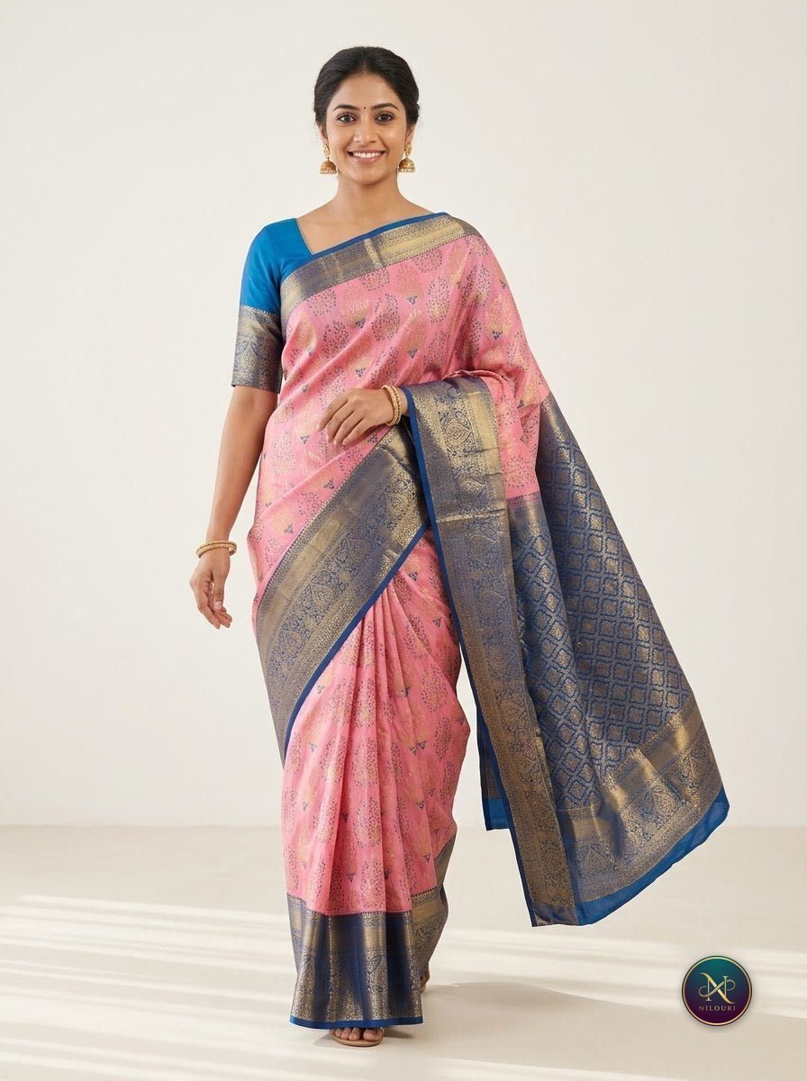 Rose Cobalt Pure Kanchi Pattu Saree