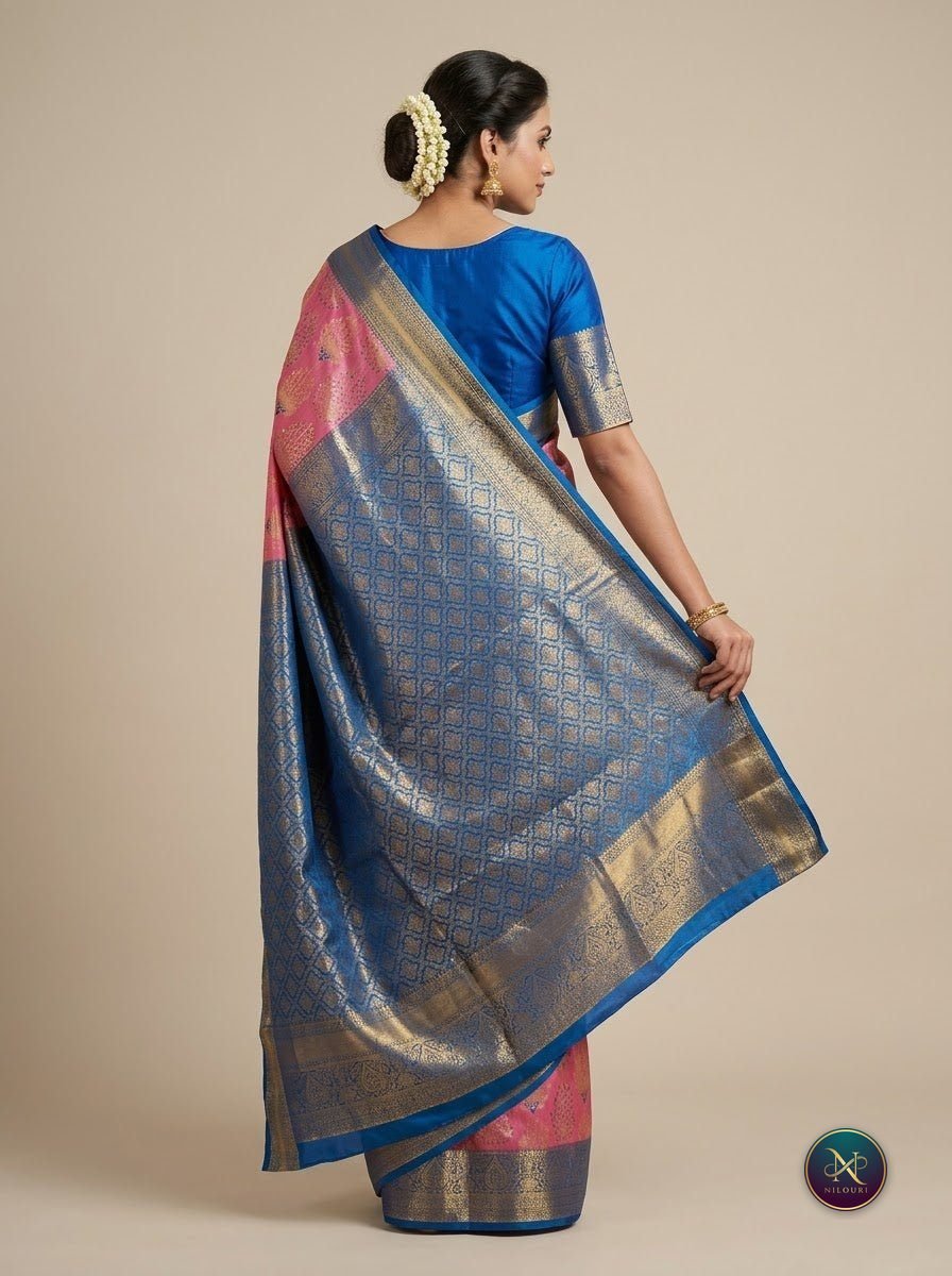 Rose Cobalt Pure Kanchi Pattu Saree