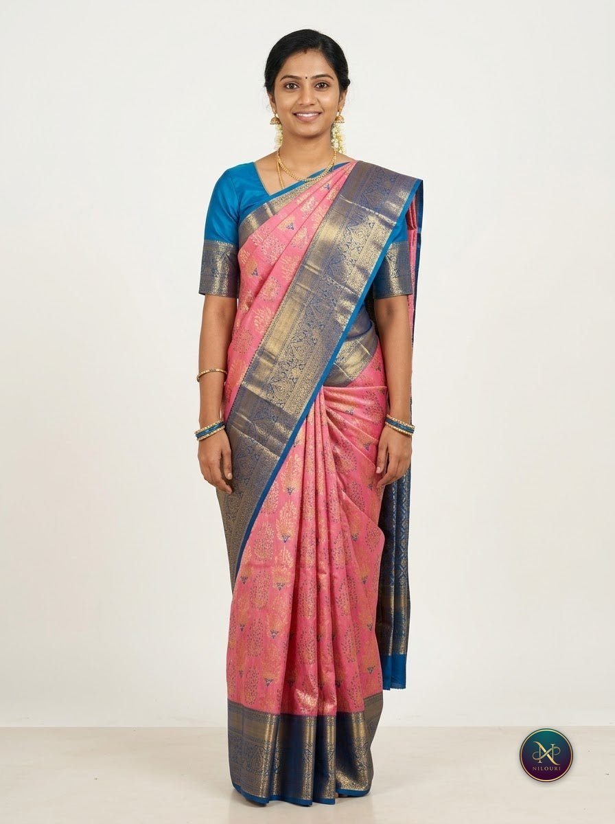 Rose Cobalt Pure Kanchi Pattu Saree