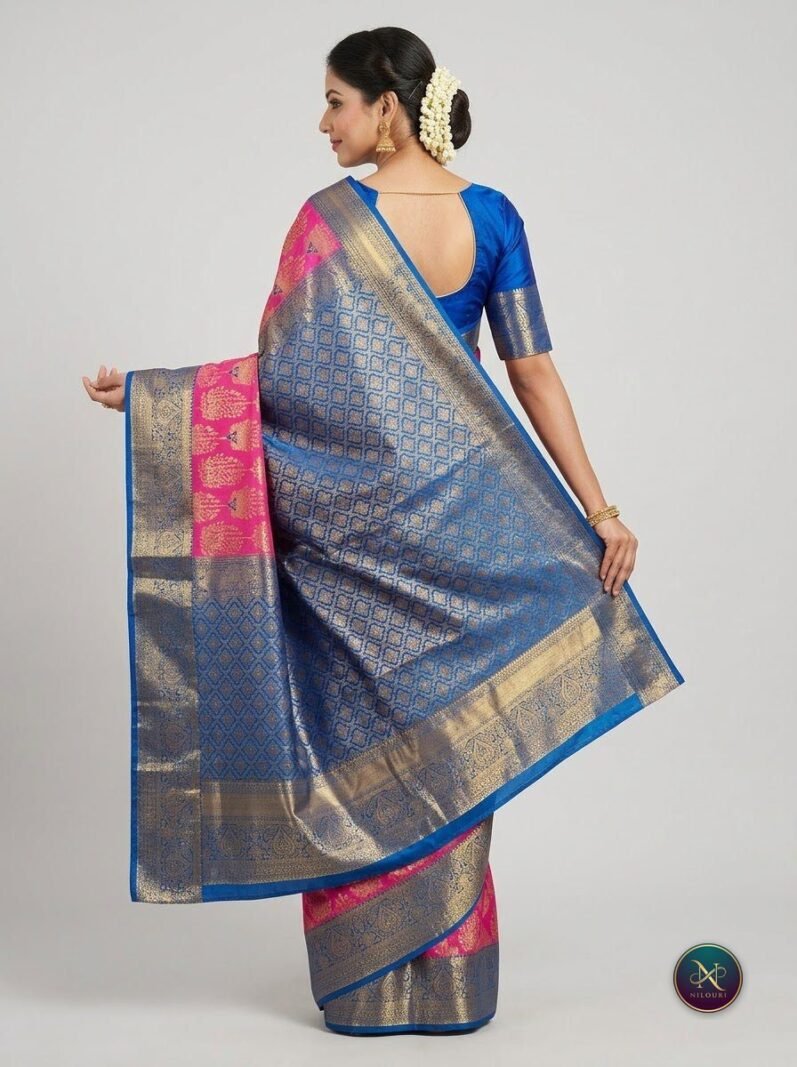 Rose Cobalt Pure Kanchi Pattu Saree