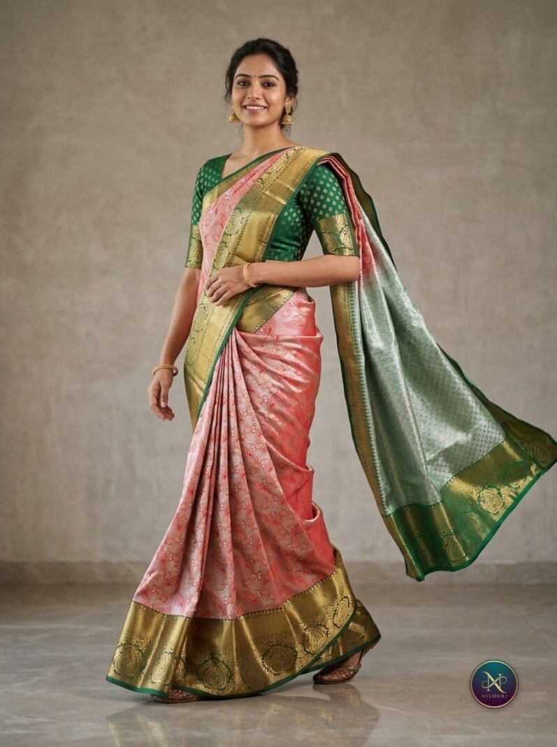 Rose Mint Pure Self Tissue Saree