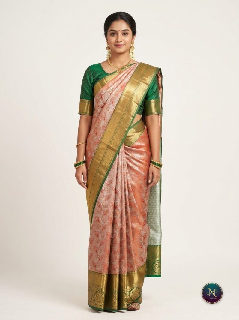 Rose Mint Pure Self Tissue Saree