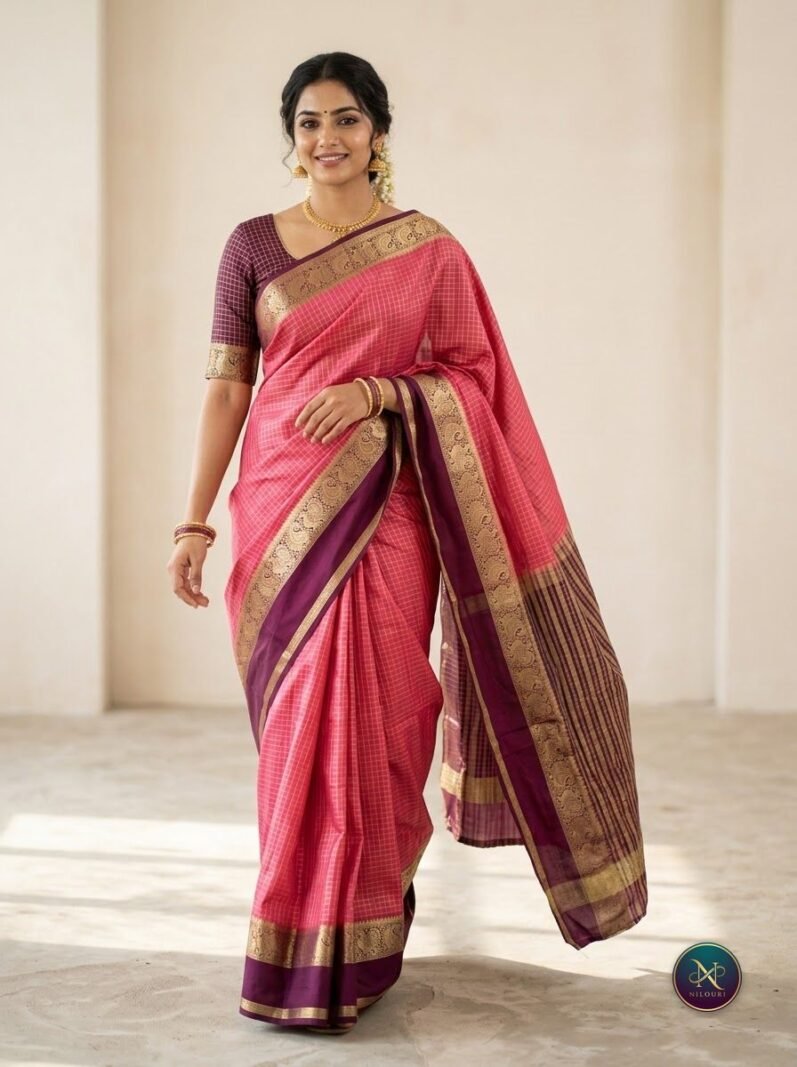 Rose Plum Mysore Crepe Silk Saree