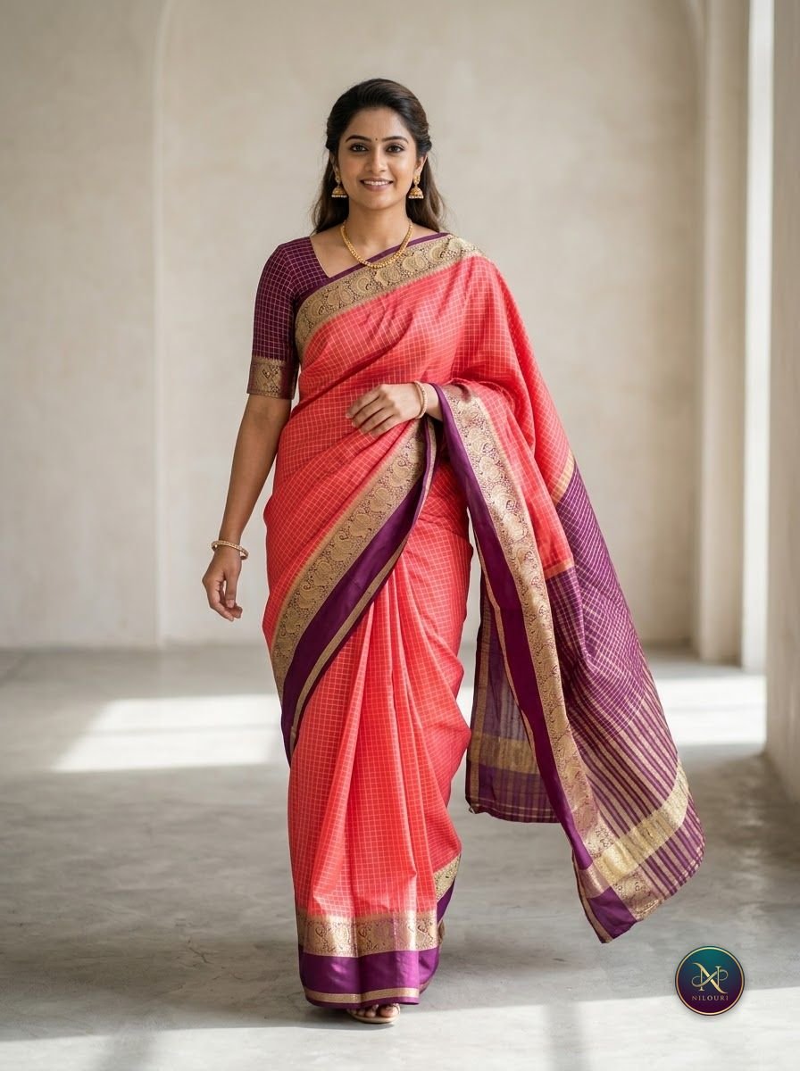 Rose Plum Mysore Crepe Silk Saree