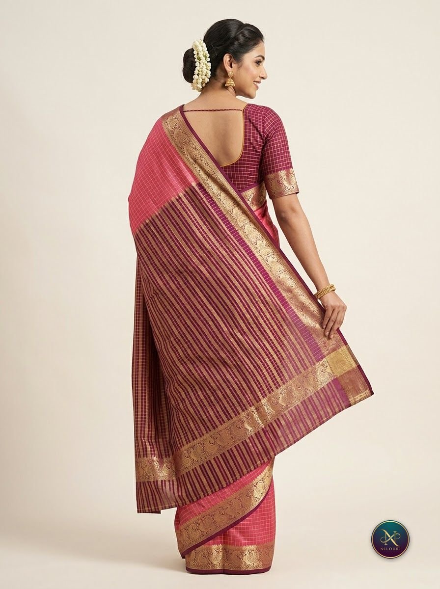 Rose Plum Mysore Crepe Silk Saree
