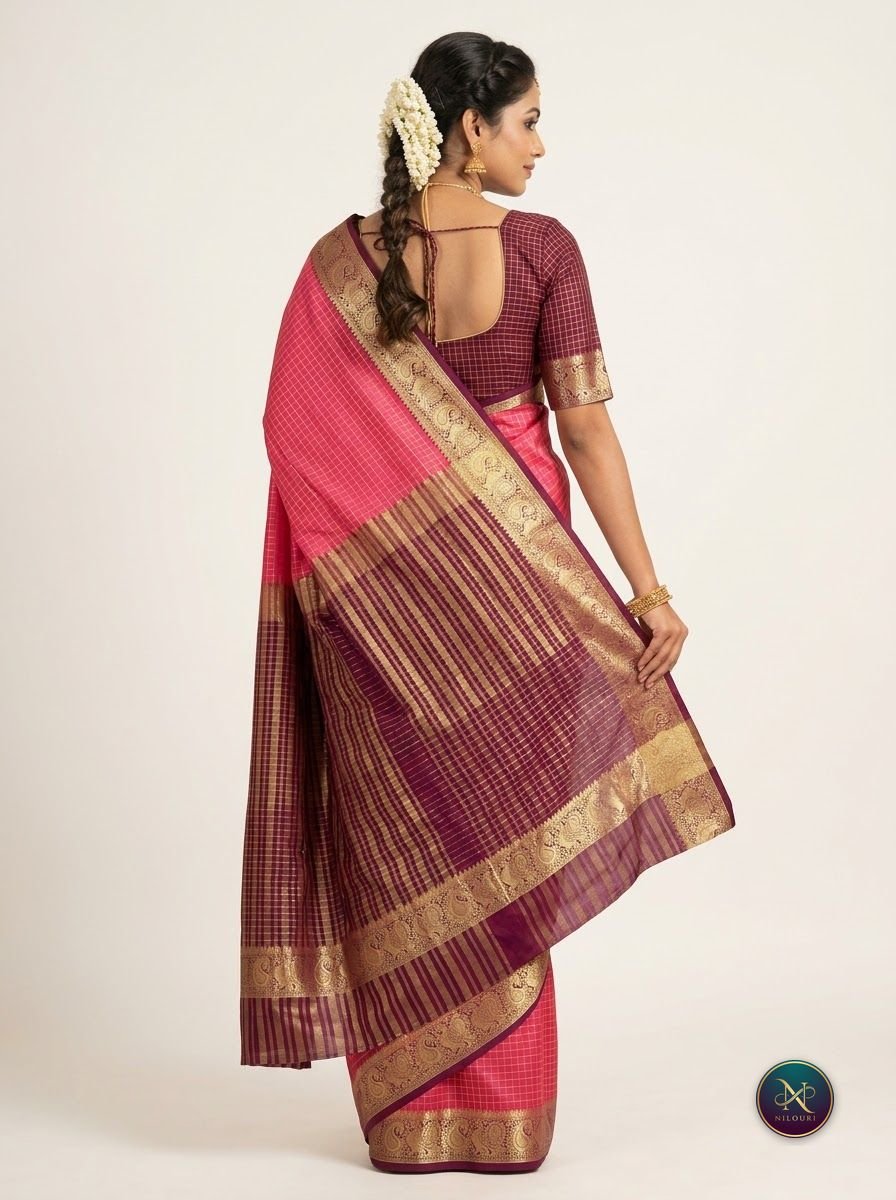 Rose Plum Mysore Crepe Silk Saree