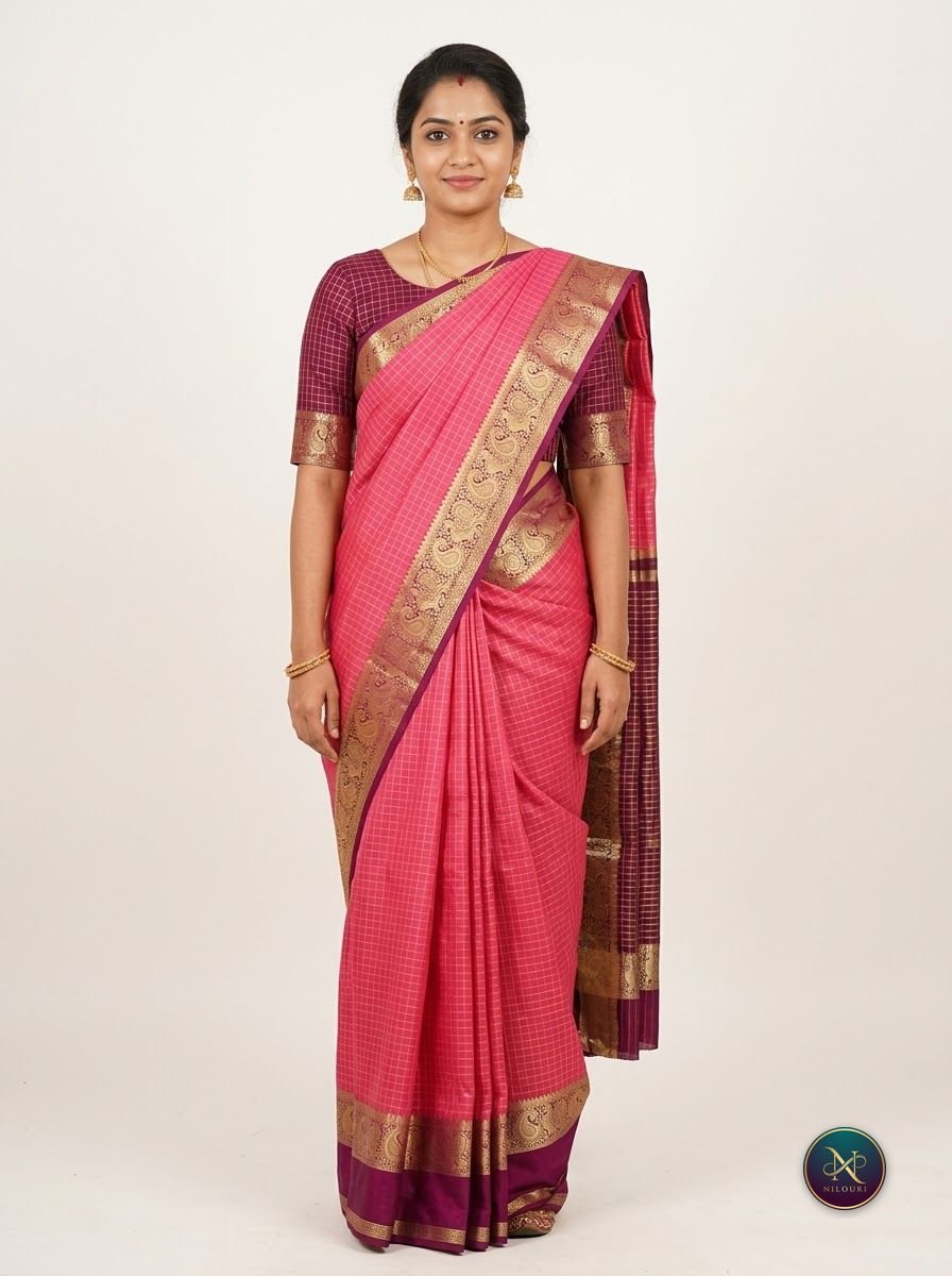 Rose Plum Mysore Crepe Silk Saree