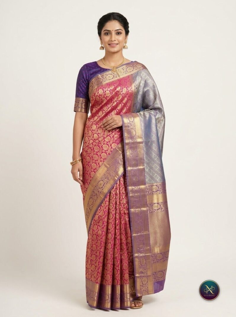 Rose Red Purple Pure Pattu Saree
