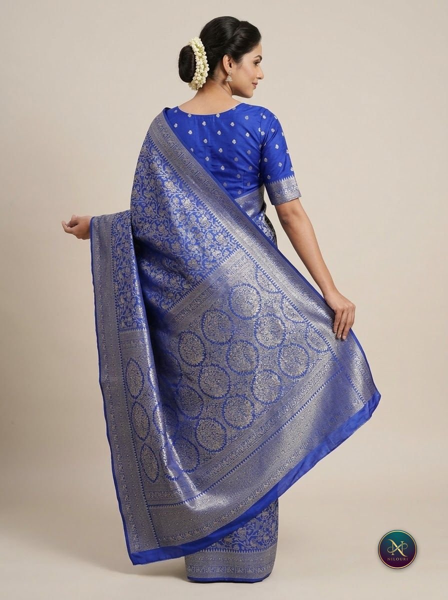 Royal Blue Silver Banarasi Fancy Saree