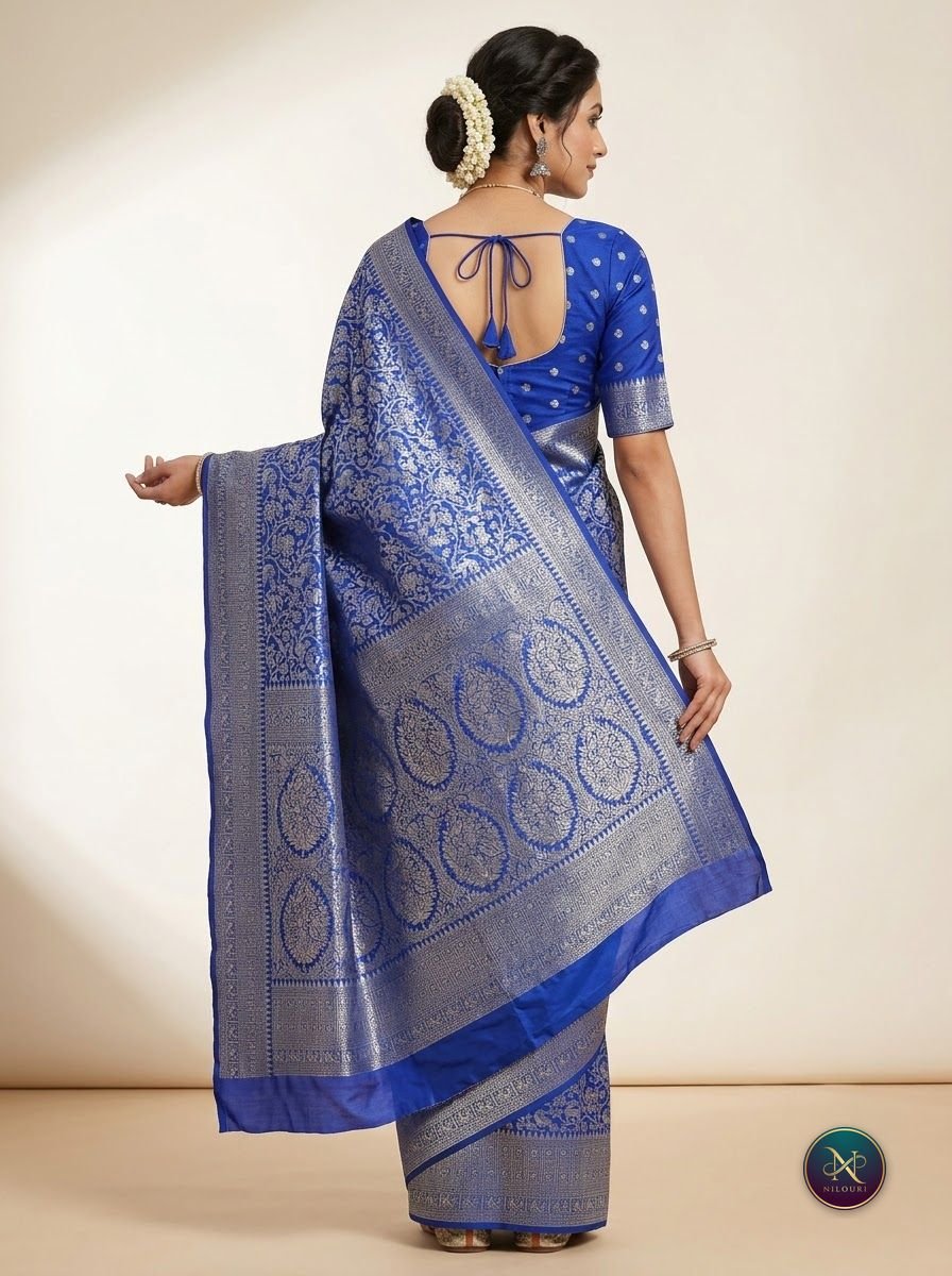 Royal Blue Silver Banarasi Fancy Saree