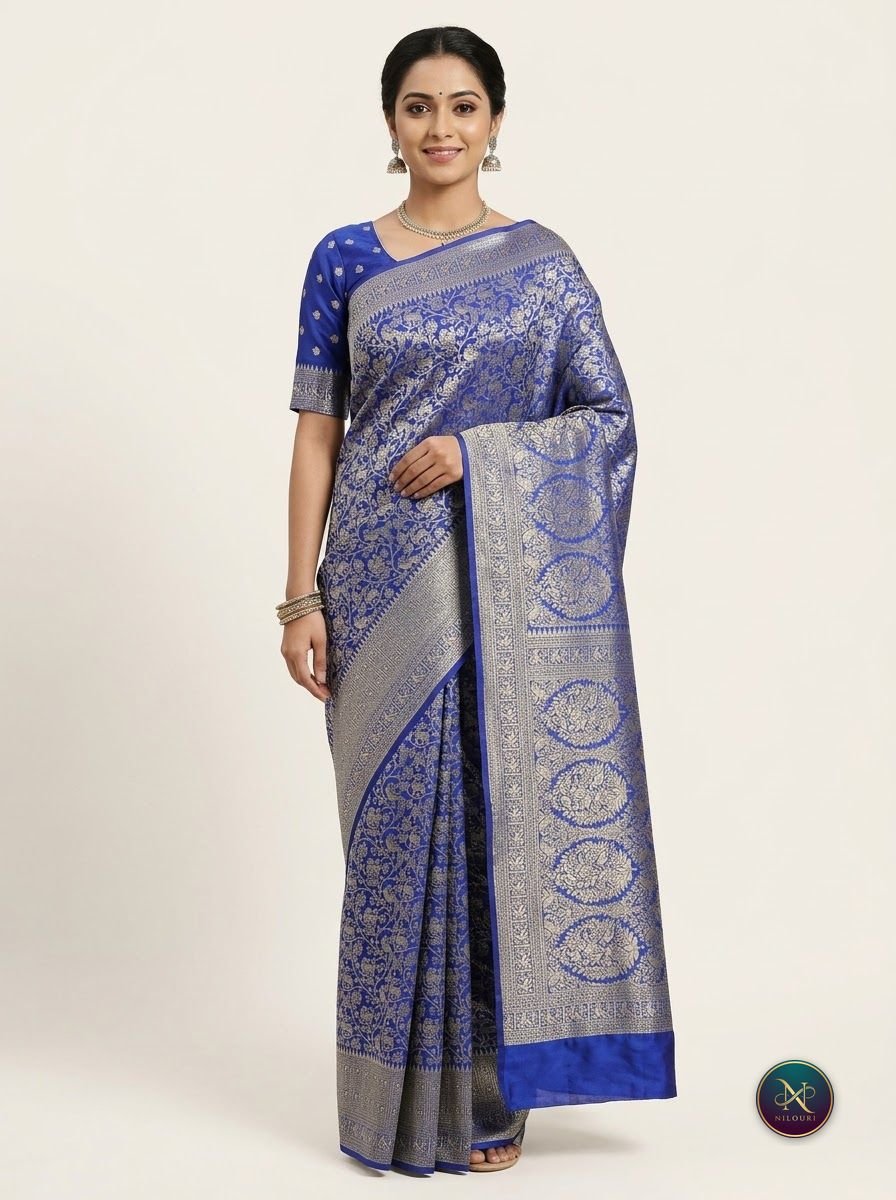 Royal Blue Silver Banarasi Fancy Saree