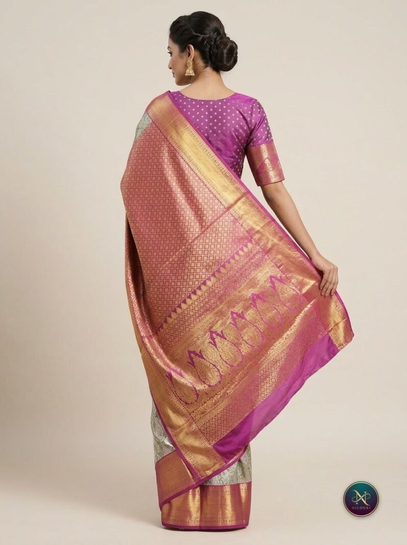 Sage Magenta Meenakari Pattu Saree