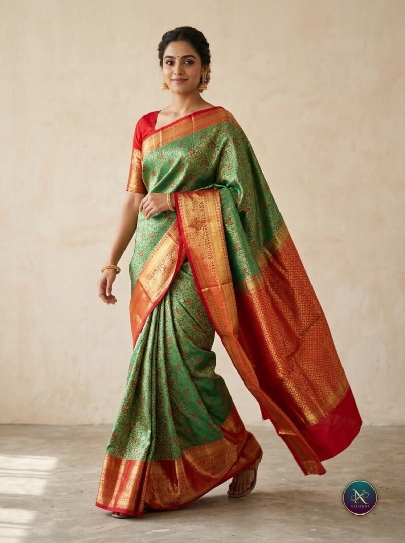 Scarlet Sage Pure Meenakari Pattu Saree