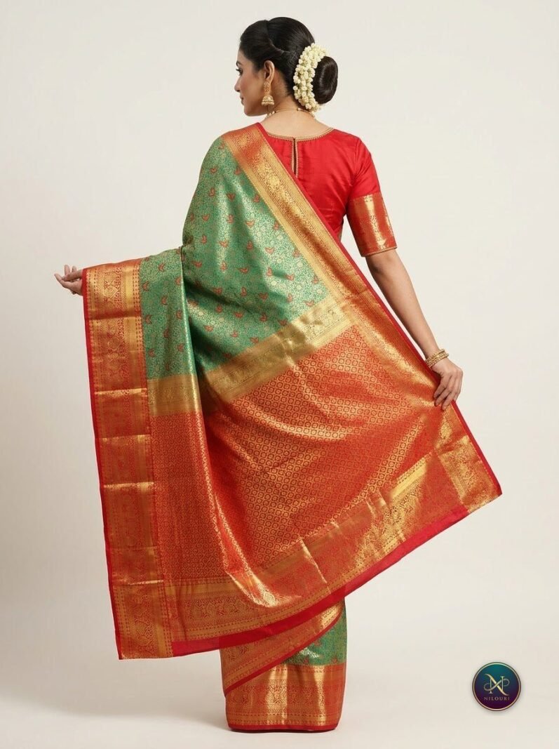Scarlet Sage Pure Meenakari Pattu Saree