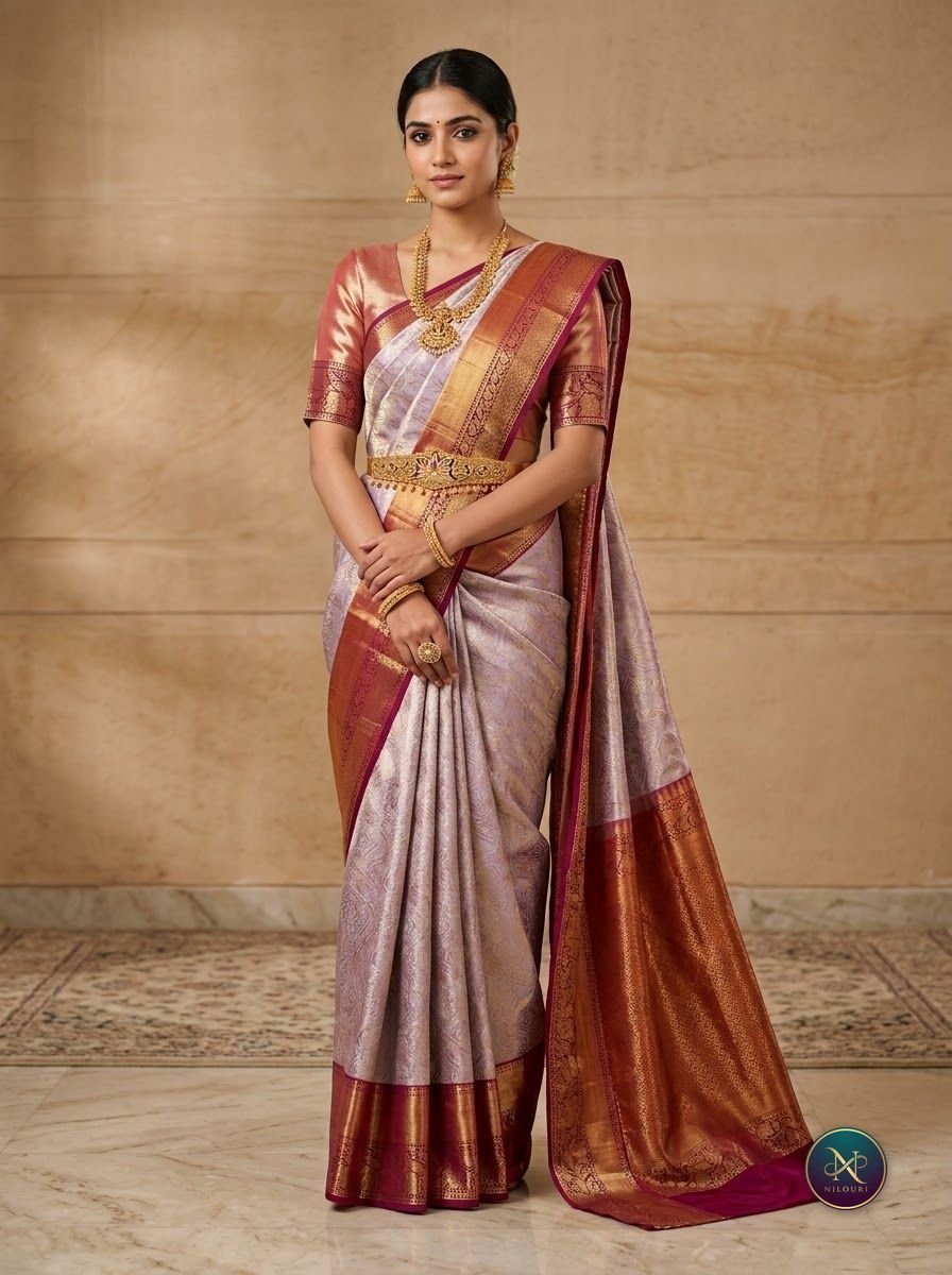 Silver Copper Pattu Silk Saree