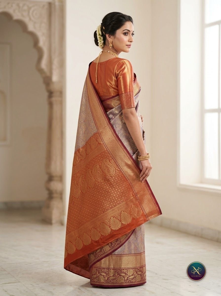 Silver Copper Pattu Silk Saree