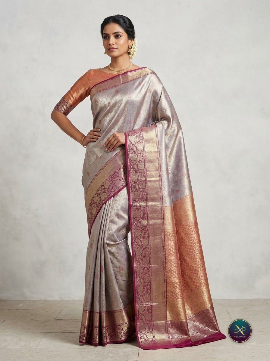 Silver Copper Pattu Silk Saree