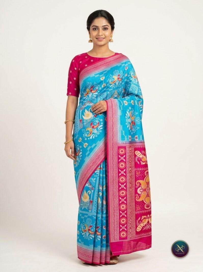 Sky Blue Rani Fancy Saree