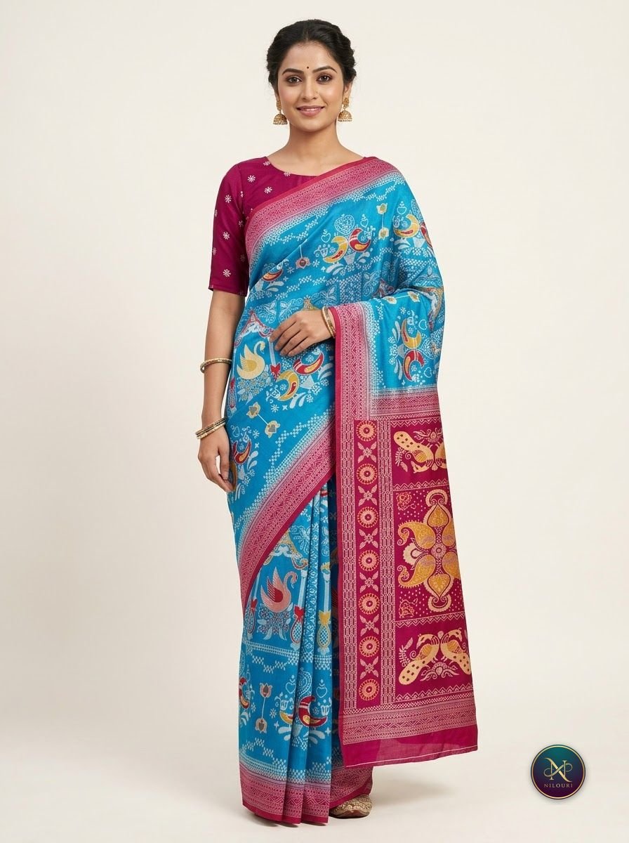 Sky Blue Rani Fancy Saree