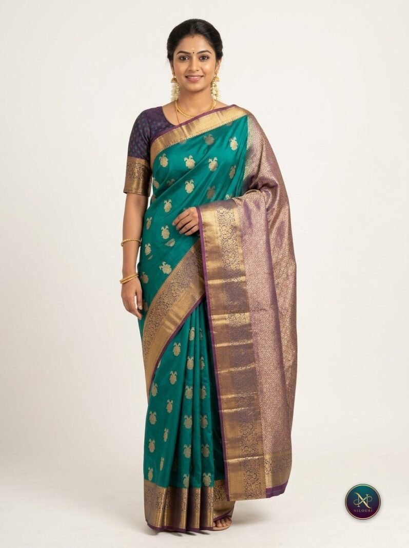 Teal Mauve Lightweight Vintage Pattu Saree