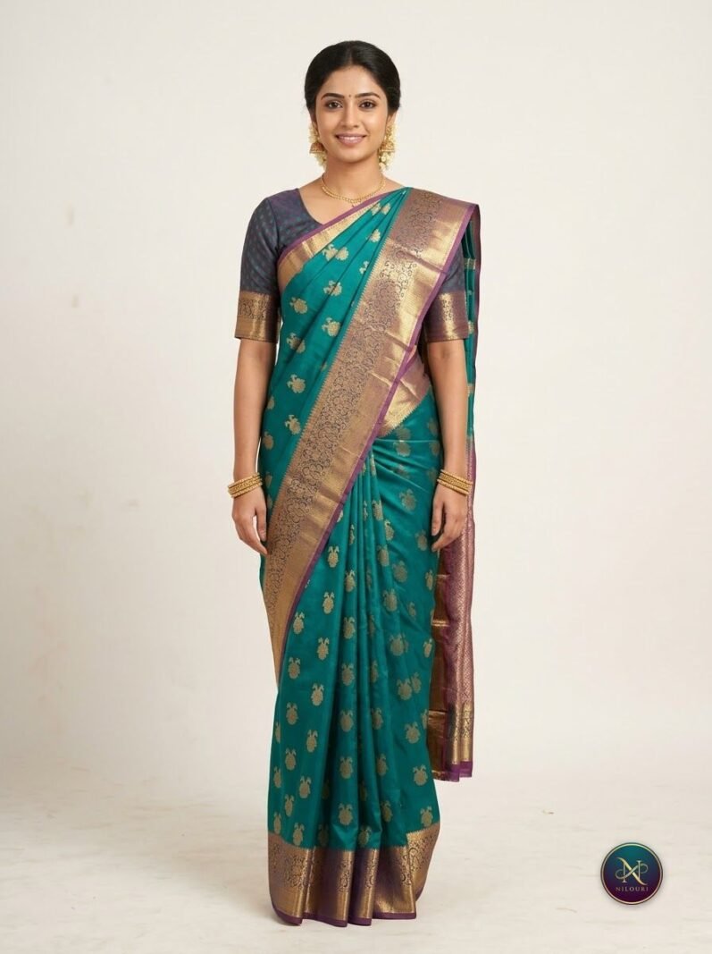 Teal Mauve Lightweight Vintage Pattu Saree